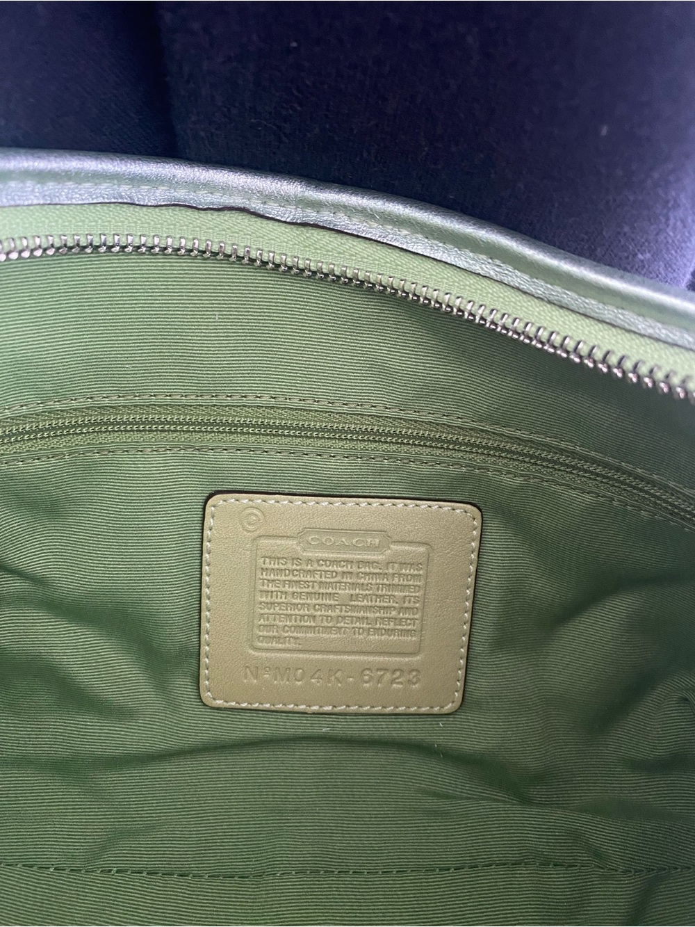 Coach Green Signature Canvas Shoulder Bag with Tan Leather Trim - Picture 12 of 12
